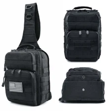 Mens Tactical Sling Shoulder Bag Molle Travel Chest Pack Outdoor Hiking Backpack