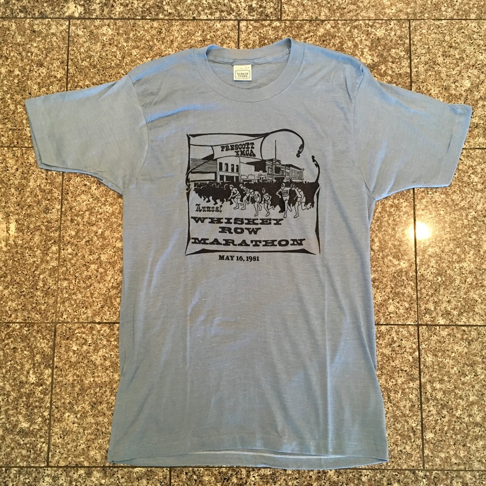 FILA RARA T shirt vintage 1981 PRESCOTT AZ WHISKEY ROW MARATHON MAI INDOSSATA YMCA