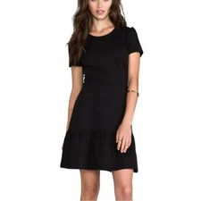 Juicy Couture Drop Waist Round Neck Flirty Ruffle Ponte Dress Black Extra Small