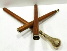 Vintage Designer Brass Handle Antique Style Victorian Cane Wooden Walking StickW