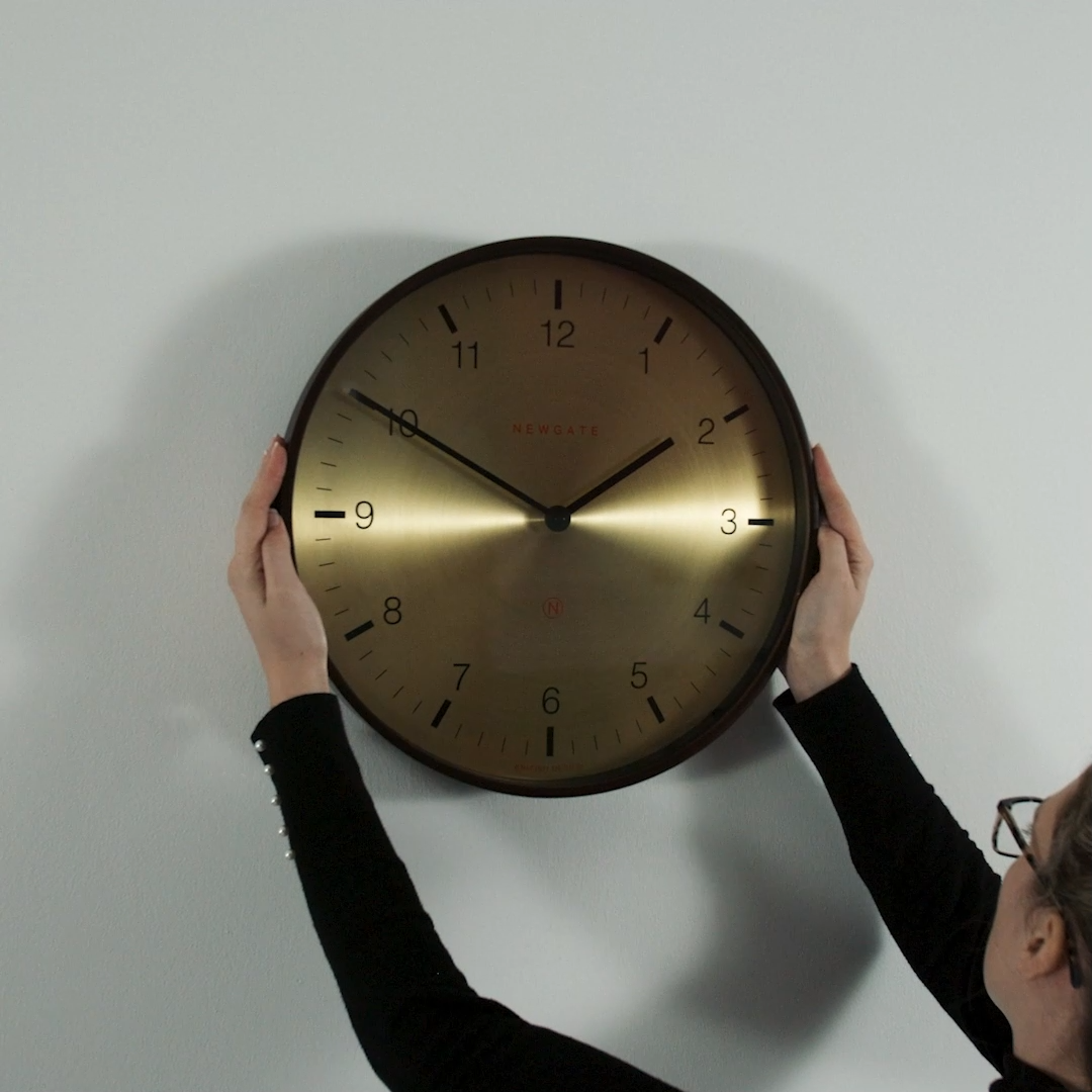 Newgate® - Mr Clarke Dot Wall Clock Large Dark Wood Neutral Shaded