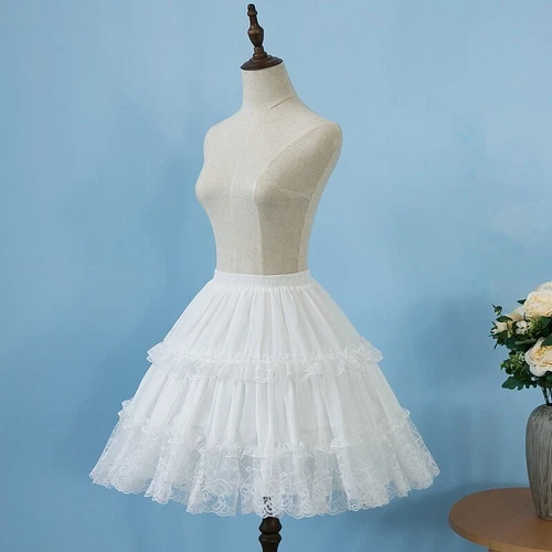 Damen Rüschen Lolita Rock Petticoat Reifrock Unterrock Spitze Cosplay Tüll süß - Bild 10 von 14