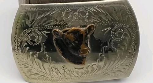 Vintage Comstock Silversmiths German Silver Steer Cow Western Belt Buckle