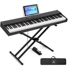 Black 88 Key Electric Digital Piano Semi Weighted Stand, MIDI USB, Pedal, Bag