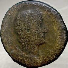 Sestertius Large Ancient Roman Coin 117-138AD Emperor Hadrian Genuine Worn