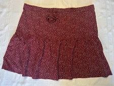 Brandy Melville Women  s Red Floral Mini Skirt One Size