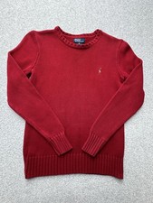 Polo Ralph Lauren Kids Sweater Boys M Red Knit Cotton Crewneck Jumper Pony Logo