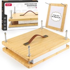 14.76x11.4 Wood Book Press with Leather Handle - Ideal for Bookbinding & More