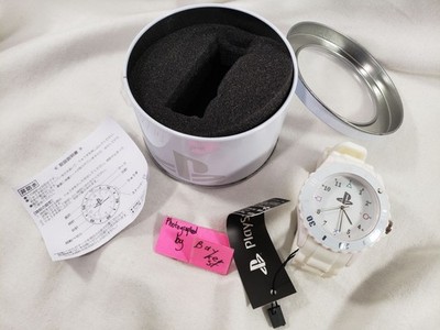 Official Sony PlayStation Wrist Watch WHITE metal PS1 icons logo button symbol