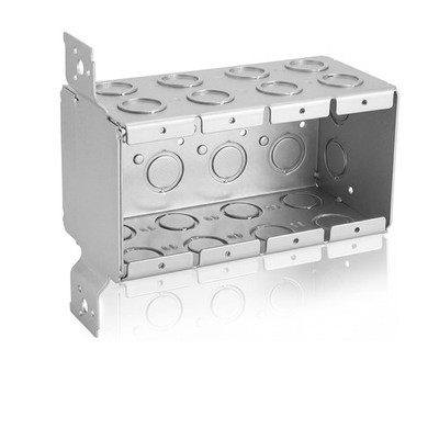 4 Gang Metal Electrical Outlet 3-1/2 Inch Deep with Plaster Ears Switch Junct...