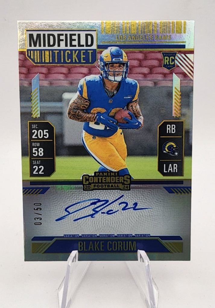 2024 Panini Contenders Midfield Ticket Blake Corum Variation On Card Auto #3/50