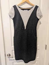 Annie 50 Sexy Womens Medium Black & Grey Bodycon Dress Fitted Office To Evening 