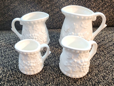 White Ceramic Measuring Cups Grape Cluster- 1 cup, 1/2 cup, 1/4 cup, 1/8 cup