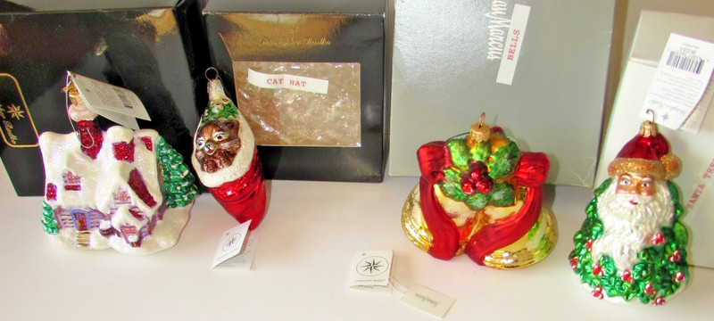 Lot Christopher Radko Ornaments Holiday Hideaway Merry Jingle Bell Signed Santa