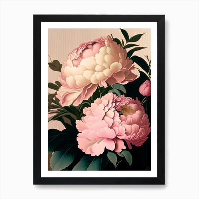 Festiva Maxima Peonies Pink 3 Vinta Framed Wall Art Poster Canvas Print Picture