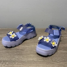 Melissa x Lazy Oaf Women's Sandals Size 8 Blue Kick Off Platform Chunky Daisy