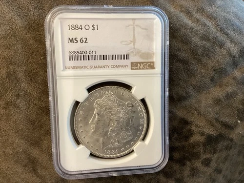 1884 O Morgan Silver Dollar Graded "MS 62" by "NGC"