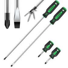4-Piece 12" Long Magnetic Slotted and Phillips Screwdriver Set