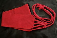 84 Long x 4 Red Belt Faja From Mexico Large Sash W/ Free Obsidian Navel Stone