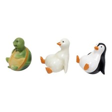 3 St&uuml;ck Schildkr&ouml;te und Pinguin Figuren Aquarium-Deko Harz-Dekoration Tiere