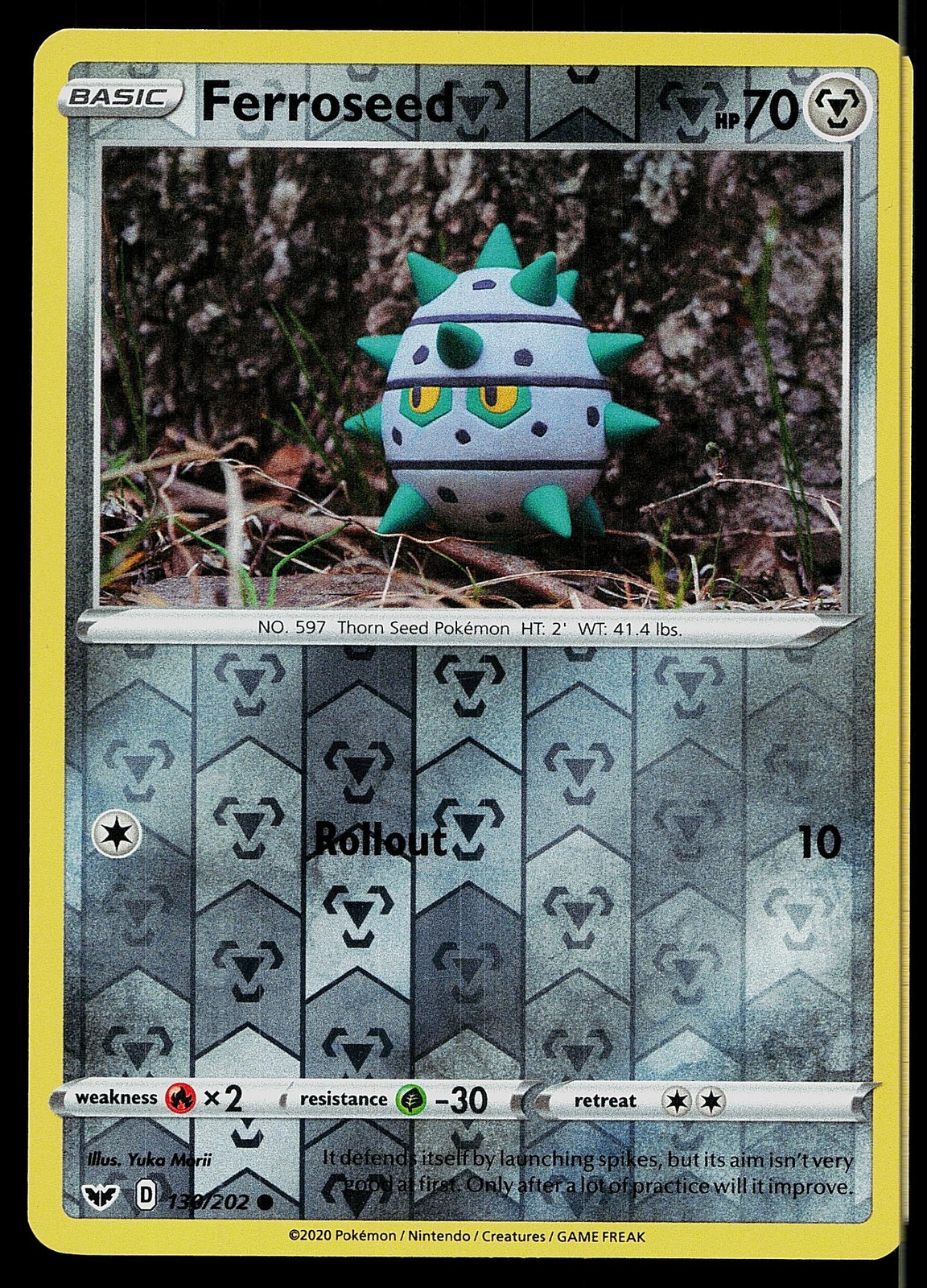 Pokemon Card Sword & Shield Ferroseed 130/202 Common Reverse Holo