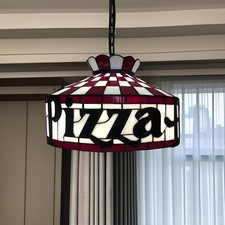 18" Vintage Pizza Hut Lamp -- Tiffany Style Ceiling Lamp With W/ Metal Chain