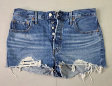 Levi's 501 Womens Cut Off Jean Shorts Size 32 Button Fly Red Tag Comfort Beach