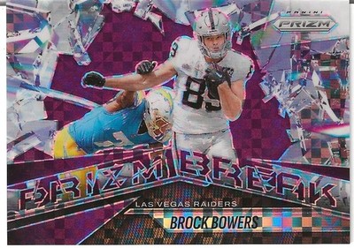2025 Panini Prizm BROCK BOWERS Prizm Break Purple Power Prizm /49 #4 (Raiders)
