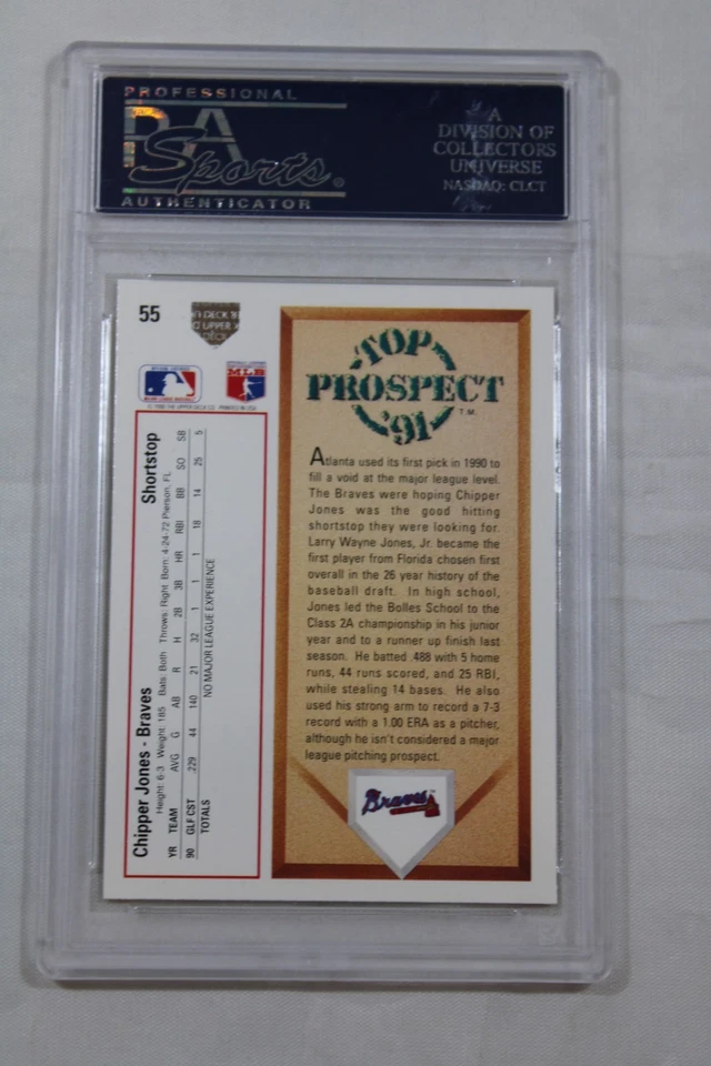 1991 Upper Deck #55 Chipper Jones  PSA Graded 10 Gem Mint - Image 2 of 2