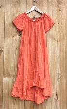 Made In Italy Orange Short Sleeve Linen Dress Sz Medium 