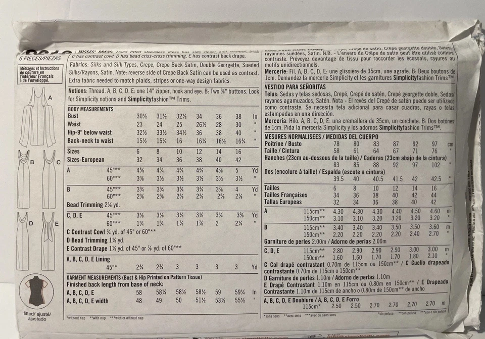 Sewing Pattern # 9218 Special Occasion Dress Size 6-16 - Image 3 of 3