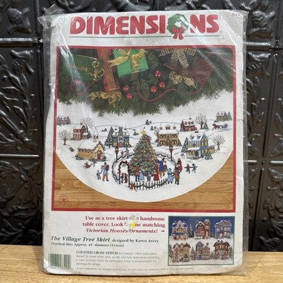 NEW Sealed!! Dimensions Cross Stitch Kit Village Tree Skirt Christmas Tree 8520