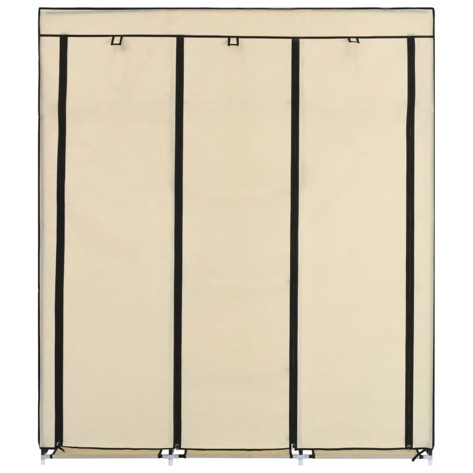 Armario Portátil Tela No Tejida Crema 150x45x175 cm con Varillas Seguras Foto 3 de 4