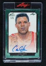 2021 Leaf Art of Sport Emerald Holofoil 1/5 Carl Lewis #BA-CL1 Auto 04uh