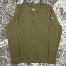 Arcteryx Sirrus Long Sleeve Henley Shirt Mens Medium Green Thermal Base Layer