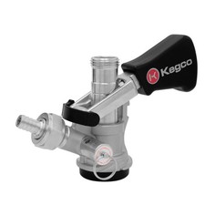 Kegco KC KTS97D-W D System Keg Tap with Black Lever Click Handle, Stainless