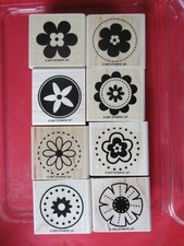 Big Flowers Set of 8 Stampin Up Rubber Stamps