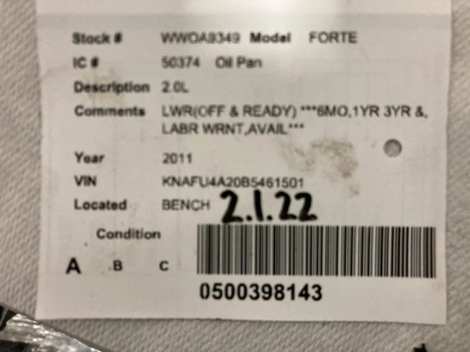 Used Engine Oil Pan fits: 2011 Kia Forte 2.0 Grade A - Imagem 3 de 4