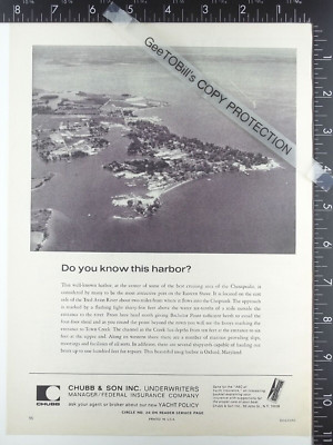 1969 AD for Chubb & Son, Oxford MD harbor Tred Avon River Chesapeake Town Creek
