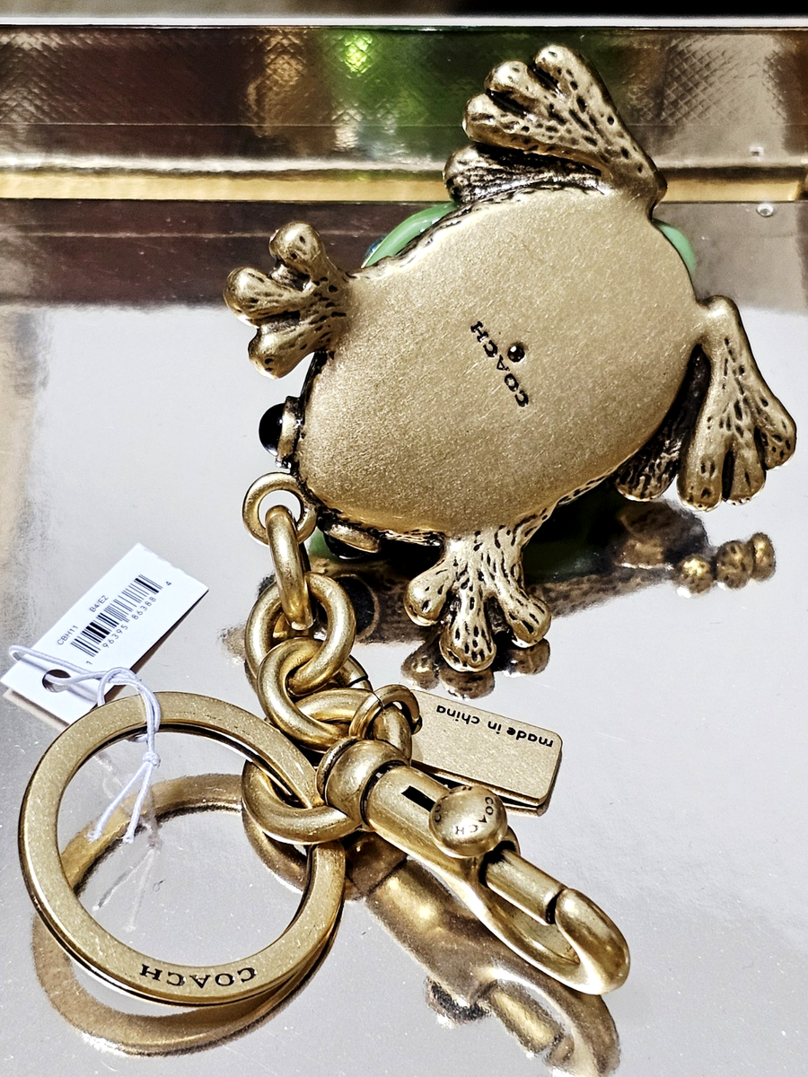 NEW Coach FROG Green Toad Crystals Keychain Bag Purse Key Charm