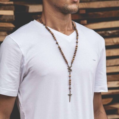 St Michael Rosary | Saint Michael Necklace| St Michael Novena | Sword, Wood