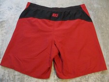 Vintage Nike Swim Shorts Mens Large Red Bathing Suit Trunks Swoosh Mesh Lined 8"