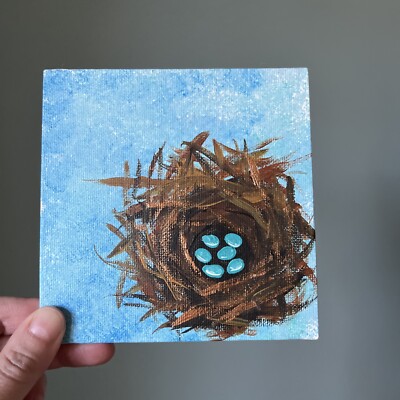 Nest,Easter,spring,original,miniature Painting,small,mini,