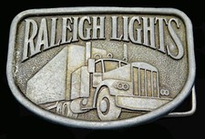 Raleigh Lights Cigarettes Tobacco Semi Truck Trucker Vintage Belt Buckle