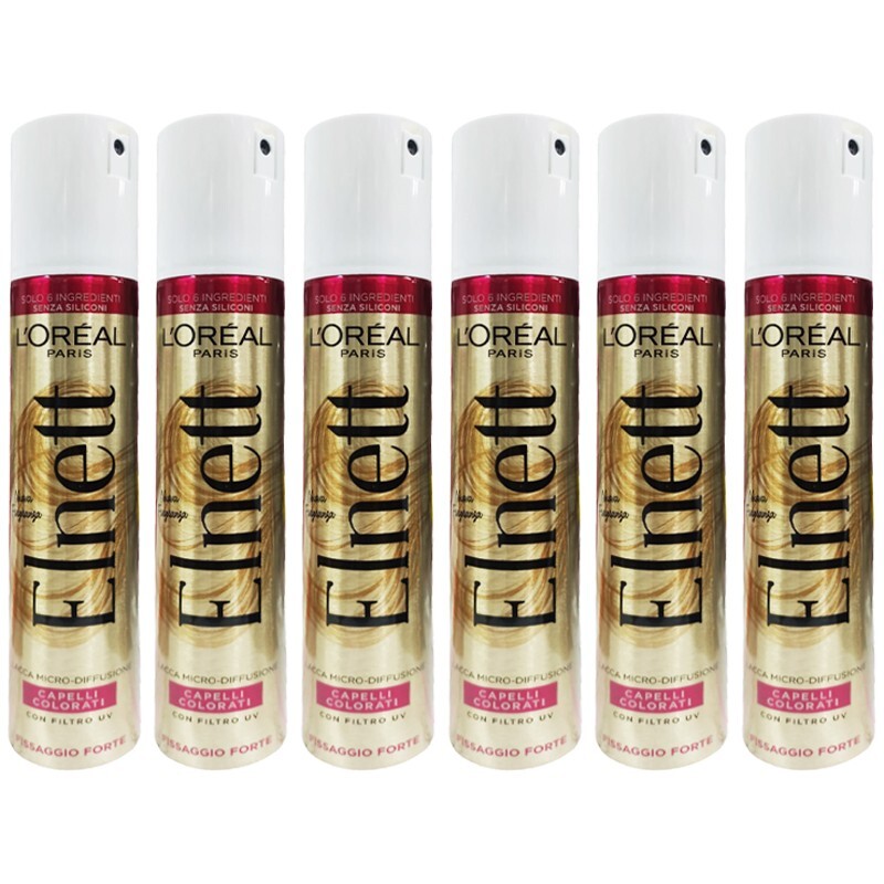 6pz L’OREAL Paris ELNETT lacca capelli colorati micro-diffusione forte 200ml