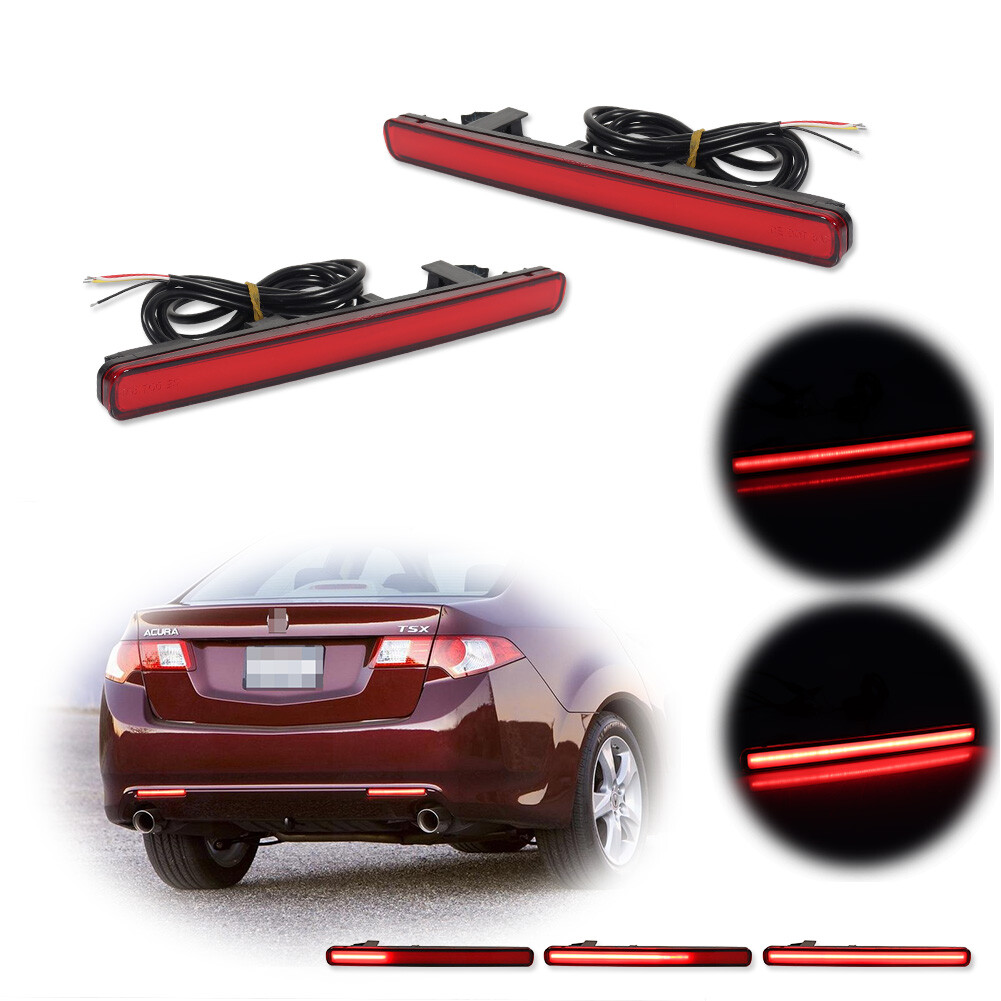 For 2009-2014 Acura TSX Red Lens Rear Bumper Reflector Foglight