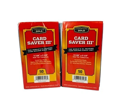 CARDBOARD GOLD Pack / 100 CBG Card Saver III 3 Tall /Widevision Trading Card Semi Rigid Holders