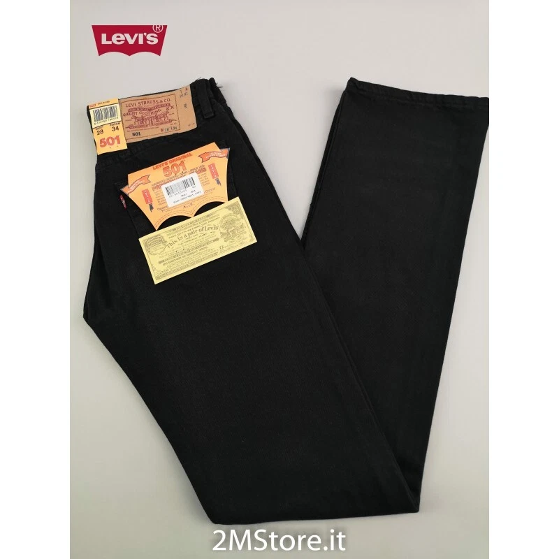 Jeans LEVI'S 501 Noir Classique Denim Droit Original VINTAGE Fit - Photo 3/4
