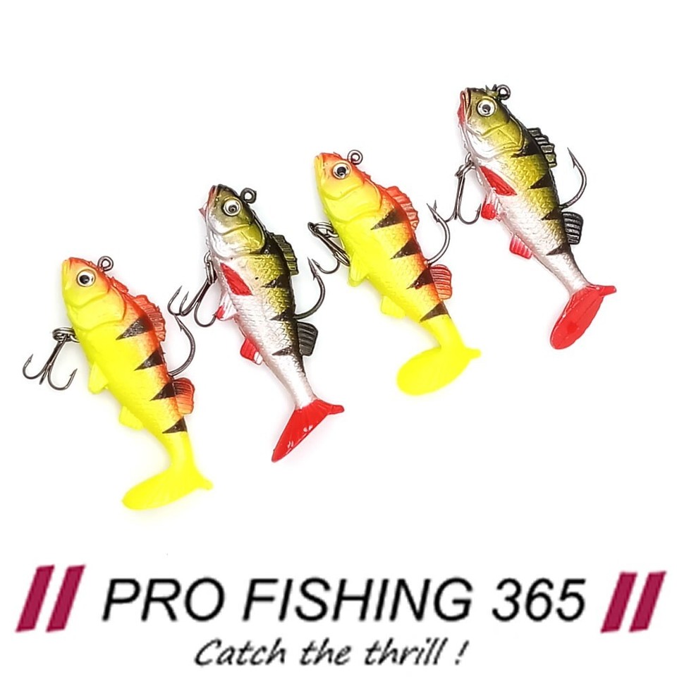 Fire tiger Perch Fishing Soft Plastic Lures x 4 Trout Pike Chub Bass 1p