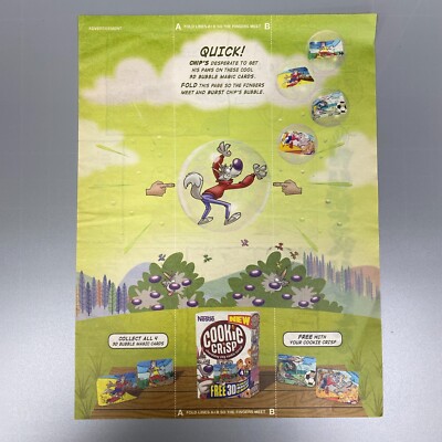 NESTLE COOKIE CRISP CEREAL CHIP 3D BUBBLE MAGIC KARTEN 2002 VINTAGE RETRO WERBUNG